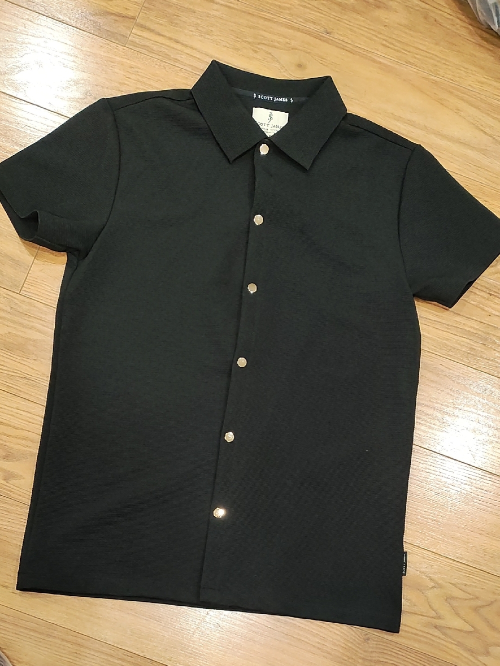 Black Short-Sleeve Button Shirt